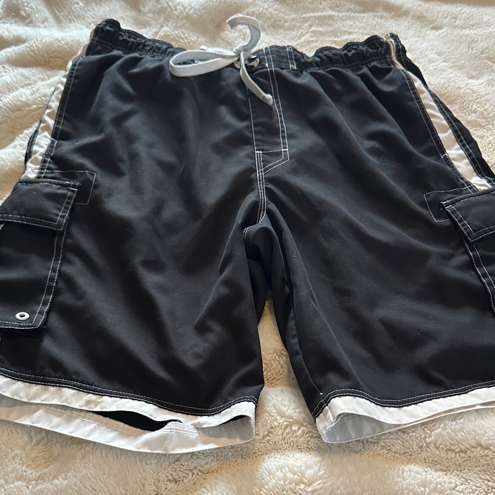 Men's Black and White Athletic Shorts
